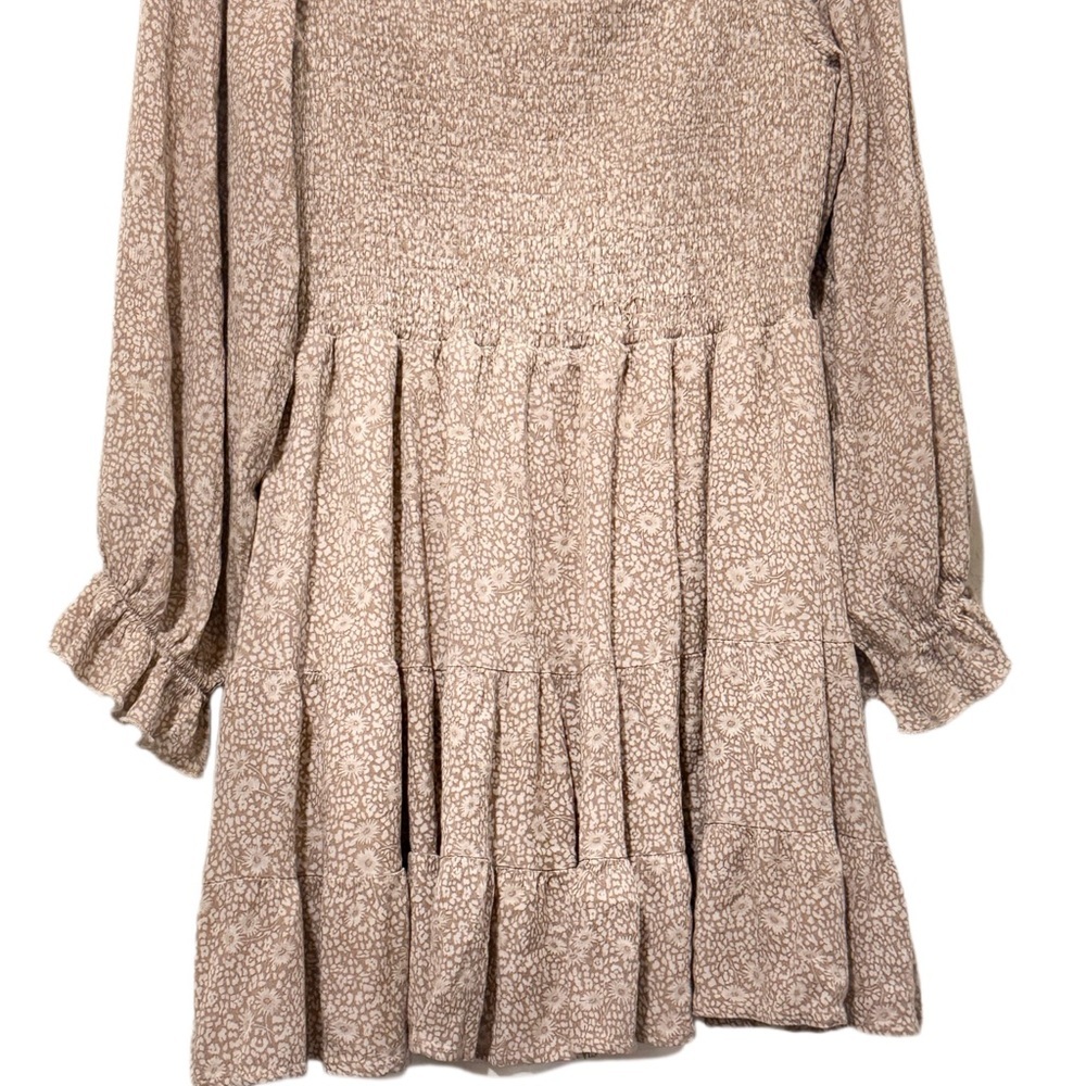 Altar’d State XL Boho Floral Smocked‎ Tiered Babydoll Dress • Long Sleeve Ruffle